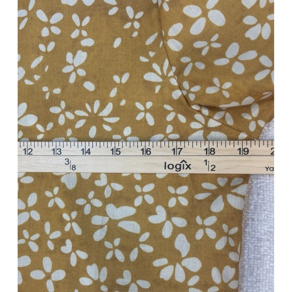 Whisper Mint Top Women's Size Small Gold White Flowers Long Sleeves 100% Cotton - Picture 3 of 7
